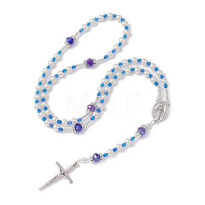 Acrylic & Glass Rosary Bead Necklaces NJEW-JN04605-1