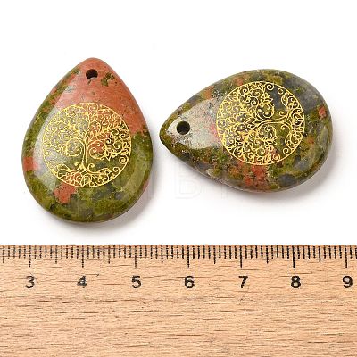 Natural Unakite Drop Pendants G-C158-01J-1