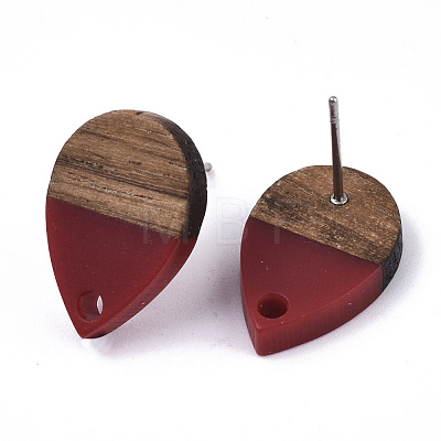 Resin & Walnut Wood Stud Earring Findings MAK-N032-002A-B04-1