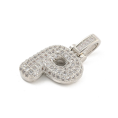 Brass Micro Pave Clear Cubic Zirconia Pendants KK-B099-01P-P-1