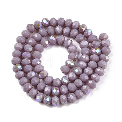 Electroplate Opaque Solid Color Glass Beads Strands EGLA-A044-P6mm-L13-1
