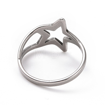 201 Stainless Steel Star Finger Ring RJEW-J051-21P-1