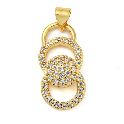 Rack Plating Brass Micro Pave Cubic Zirconia Pendants KK-Z063-43G-1