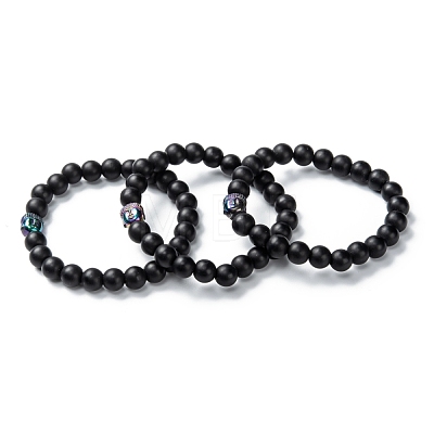 Frosted Round Glass Beads Stretch Bracelets BJEW-I296-16-1