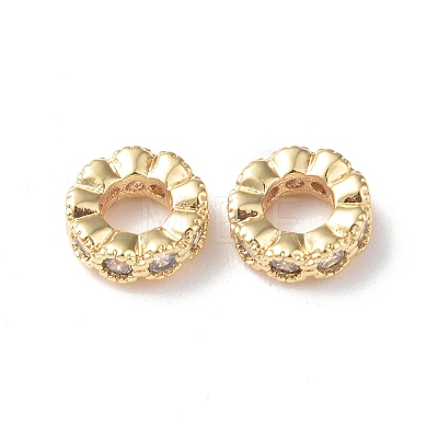 Brass Micro Pave Cubic Zirconia Spacer Beads KK-I702-35G-1