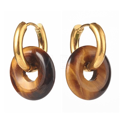 Handmade Natural & Synthetic Gemstone Dangle Hoop Earrings EJEW-JE04577-1