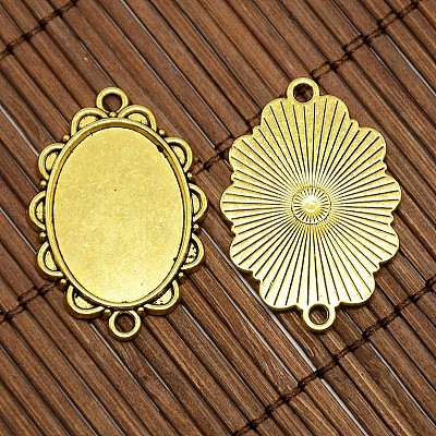 25x18mm Oval Dome Clear Glass Cover and Antique Golden Alloy Cabochon Connector Settings Sets DIY-X0082-AG-NF-1