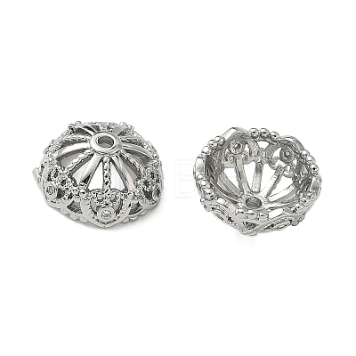 Brass Micro Pave Clear Cubic Zirconia Bead Caps KK-S350-09P-1