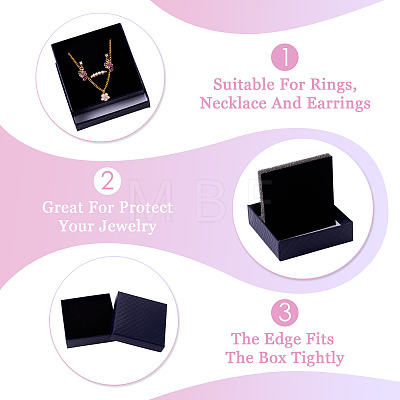 5Pcs Rhombus Textured Cardboard Jewelry Packing Boxes with Sponge Inside CBOX-TA0001-18C-1