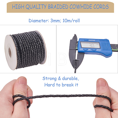 Round Braided Cowhide Cords WL-L009-01A-1