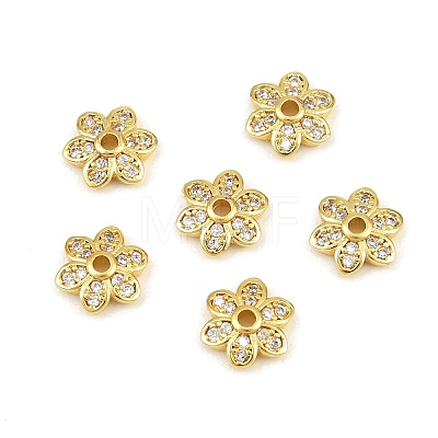 Brass Micro Pave Clear Cubic Zirconia Bead Caps CU-CBA6A75-30G-1