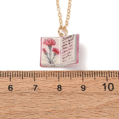 Brass Enamel Book Pendant Necklaces for Women KK-CBAF5B9-01G-01-1