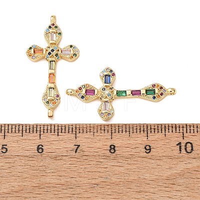Brass Micro Pave Colorful Cubic Zirconia Connector Charms CU-CBA4579-08G-A-1