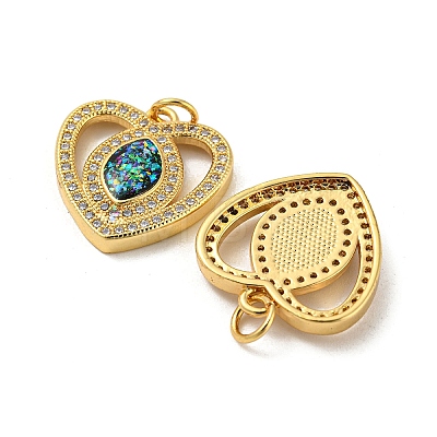 Valentine's Day Brass Micro Pave Cubic Zirconia with Synthetic Opal Pendants KK-D096-02F-G-1