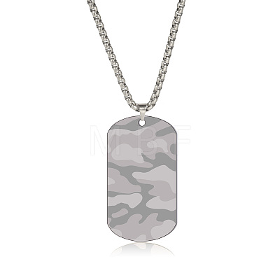 304 Stainless Steel Dog Tag Military Pendant Necklaces for Men WG22BD4-01-1