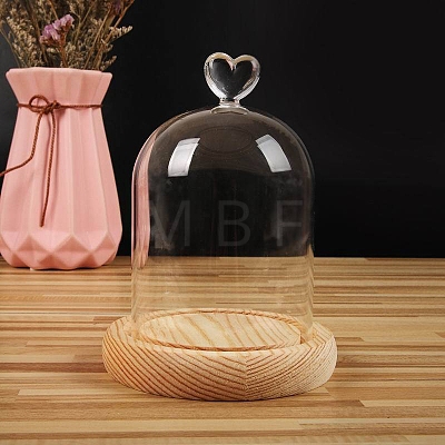 Heart Shaped Top Clear Glass Dome Cover BOTT-PW0003-001B-B04-1