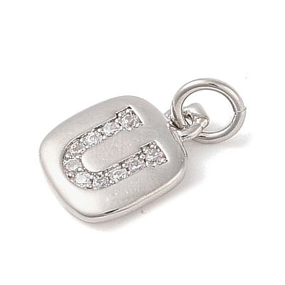 Rack Plating Brass Micro Pave CLear Cubic Zirconia Charms KK-E110-14P-U-1