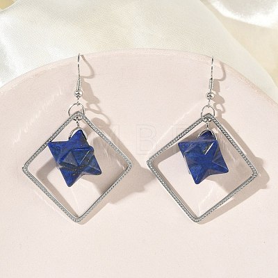 Rhombus Brass Dangle Earrings EJEW-D360-01P-10-1