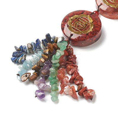 Natural Gemstone Chakra Hanging Pendant Decorations HJEW-P006-A01-1