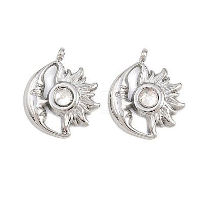 304 Stainless Steel Rhinestone Pendants STAS-Z166-24P-04-1