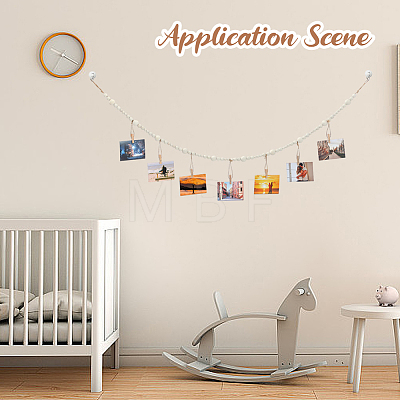 Wall Hanging Photo Display with Wooden Beads Garland AJEW-WH20011-54A-1