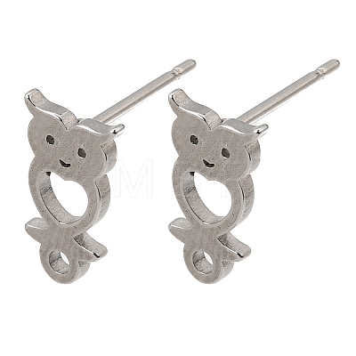 304 Stainless Steel Owl Stud Earring Findings SA-CBAAD0D-04P-1