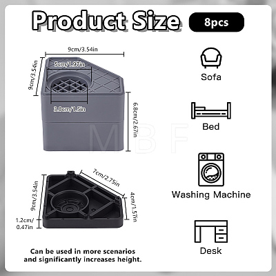 4Pcs Plastic Leg Pad for Fridge Washing Machine AJEW-WH0485-79-1