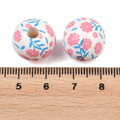 Printed Wood European Beads WOOD-G029-06C-1
