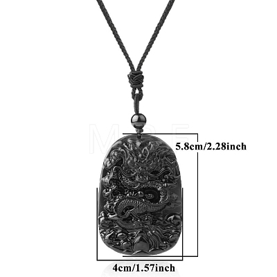 Natural Obsidian Pendant Necklace for Men PW-WG33725-08-1