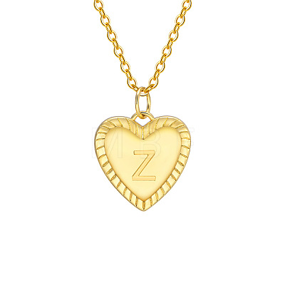 Golden Tone Brass Cable Chain Letter Heart Pendant Necklaces for Women PW-WG67FD6-26-1