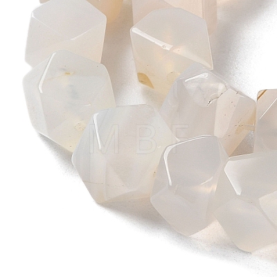 Natural White Agate Star Cut Round Beads Strands G-M418-C17-01-1