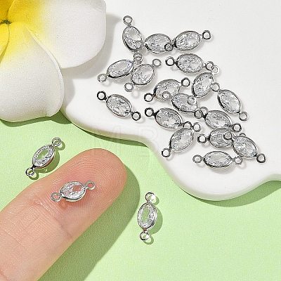 SHEGRACE Brass Pave Cubic Zirconia Oval Connector Charms XGRQ2O400-439A-P-1