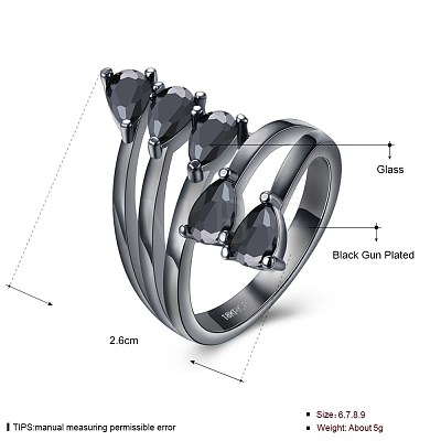 Trendy Brass Glass Finger Rings RJEW-BB20194-C-7-1