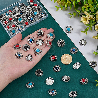 60Pcs 10 Styles Bohemian Opaque Resin Cabochons & Shank Buttons Sets DIY-PH0036-14-1