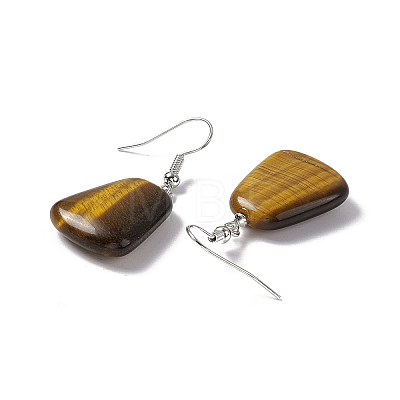 Natural Tiger Eye Trapezoid Dangle Earrings EJEW-D188-02P-04-1