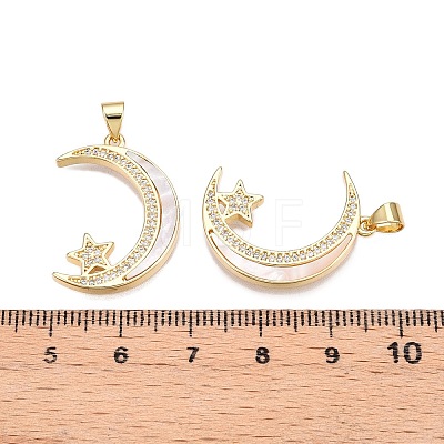 Brass Micro Pave Clear Cubic Zirconia Pendants KK-N254-188G-1