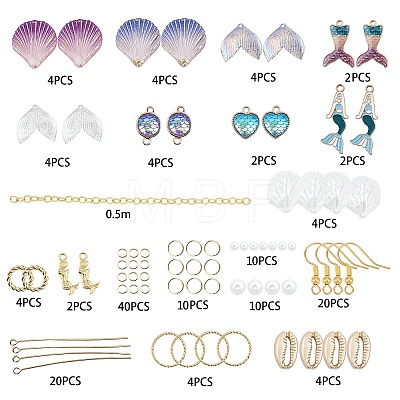 DIY Mermaid Theme Earring Making Set DIY-SC0013-38-1