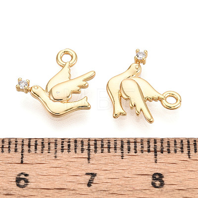 Brass Micro Pave Clear Cubic Zirconia Pendants KK-T078-07G-02-1