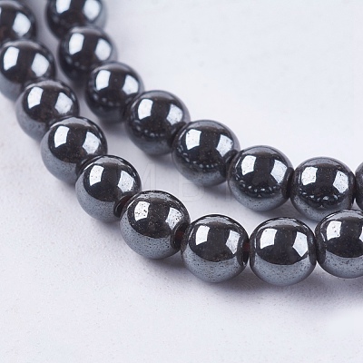 Non-magnetic Synthetic Hematite Bead Strands G-R193-19-4mm-1
