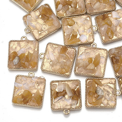Natural Gemstone Chips Pendants PALLOY-T056-92-1
