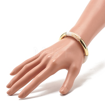 Acrylic Imitation Gemstone Curved Tube Beaded Chunky Stretch Bracelet for Women BJEW-JB07634-1