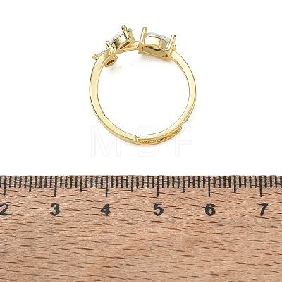 Flower Brass Glass Adjustable Finger Rings GL-CBA18A7-01G-B-1