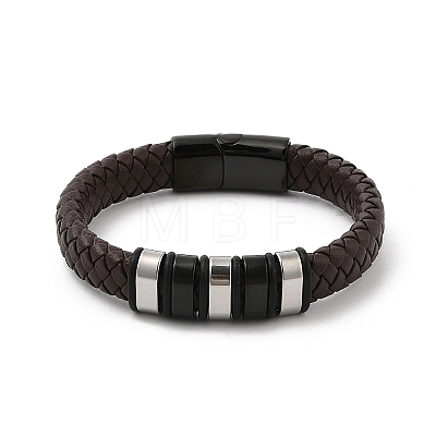Ion Plating(IP) Braided Leather Cord Bracelets for Men BJEW-Z081-11EB-02-1