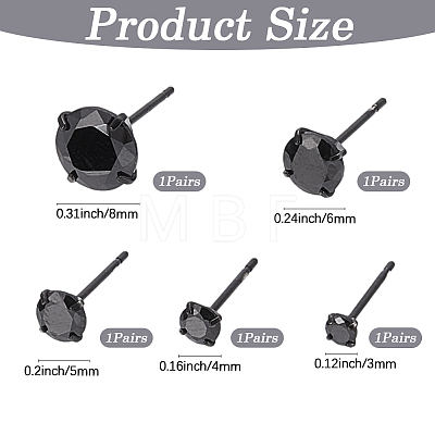 10Pcs 5 Styles 304 Stainless Steel Stud Earrings EJEW-SC0002-28-1