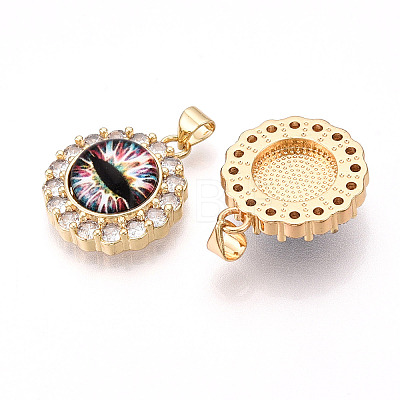 Brass Micro Pave Clear Cubic Zirconia Pendants for Women KK-T070-92A-03-1