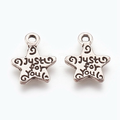 Gift Ideas for Men On Valentines Day Tibetan Style Alloy Star Carved Word Just for You Message Charms X-LF1272Y-NF-1