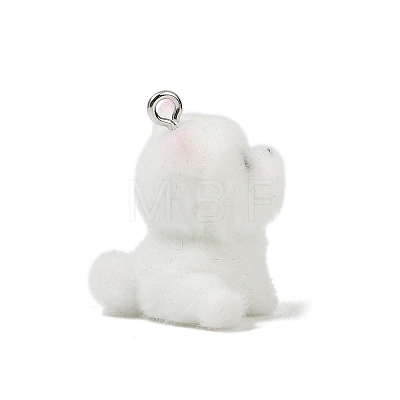 Animal Theme Flocky Opaque Resin Pendants RESI-H042-01P-05-1