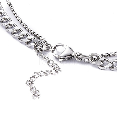 304 Stainless Steel Double Layer Necklaces NJEW-M181-03P-1