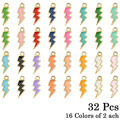 32Pcs 16 Colors Alloy Enamel Pendants ENAM-YW0004-05-1