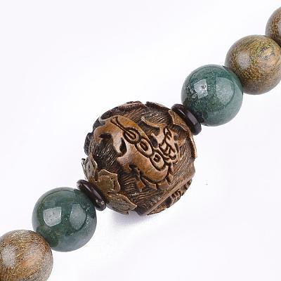 Feng Shui 4-Loop Wrap Style Buddhist Jewelry BJEW-T009-03-1